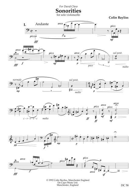 Sonorities For Solo Violoncello Sheet Music