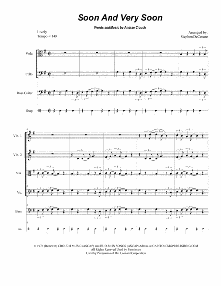 Free Sheet Music Soon And Very Soon For String Quartet