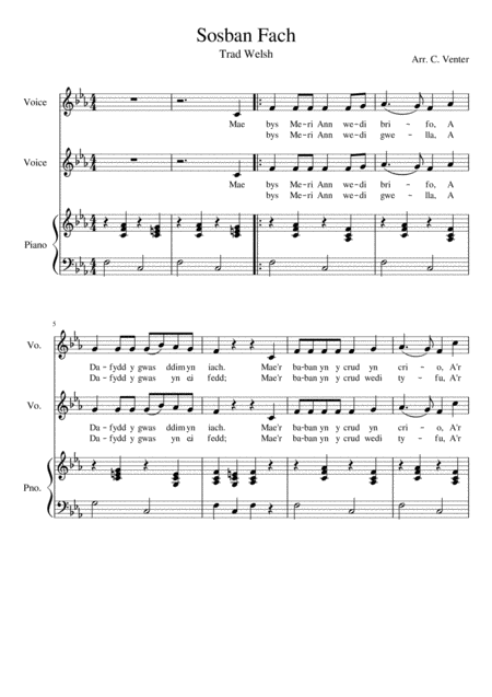 Free Sheet Music Sosban Fach