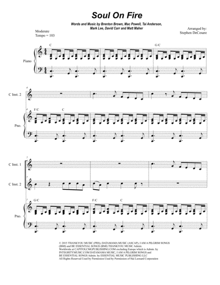 Free Sheet Music Soul On Fire Duet For C Instruments