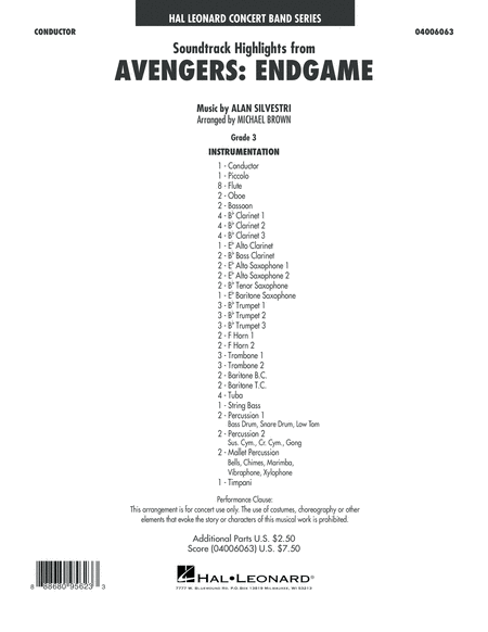 Free Sheet Music Soundtrack Highlights From Avengers Endgame Arr Michael Brown Conductor Score Full Score
