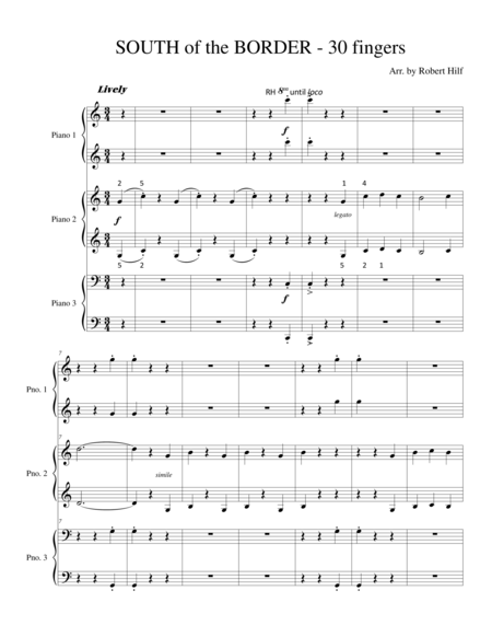 Free Sheet Music South Of The Border