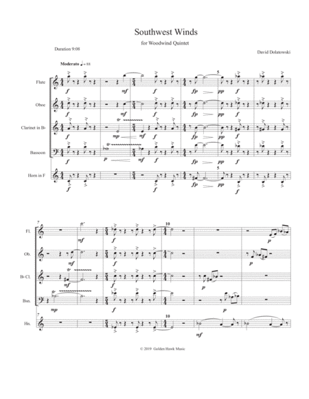 Free Sheet Music Southwest Winds