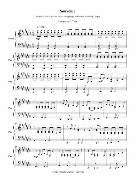 Souvenir Piano Solo Sheet Music