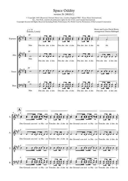 Free Sheet Music Space Oddity Satb V2b