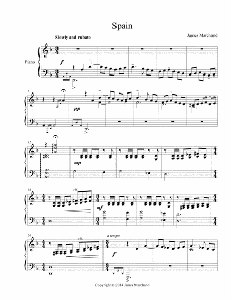 Free Sheet Music Spain For The Left Hand