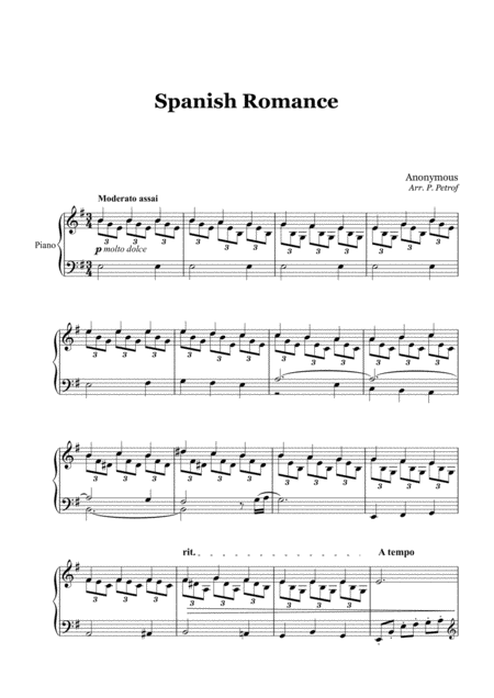Free Sheet Music Spanish Romance Piano Solo