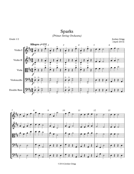 Sparks Primer String Orchestra Sheet Music