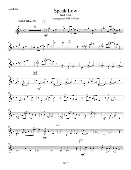 Free Sheet Music Speak Low Bass Flute