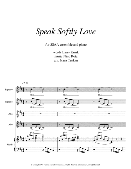 Speak Softly Love Sheet Music