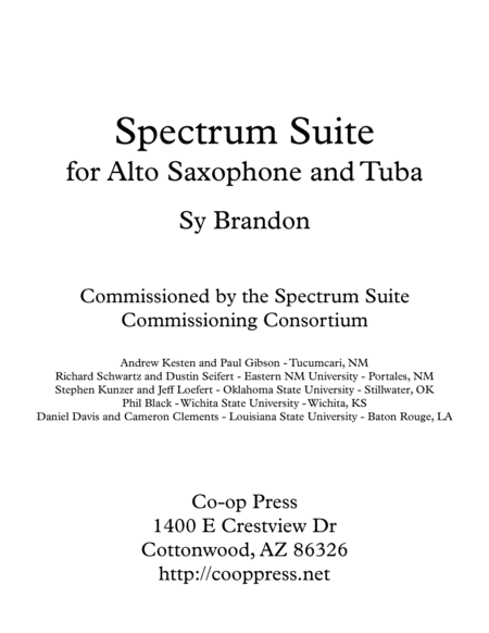 Spectrum Suite For Alto Saxophone And Tuba Sheet Music