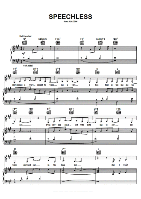 Speechless Piano Solo Sheet Music