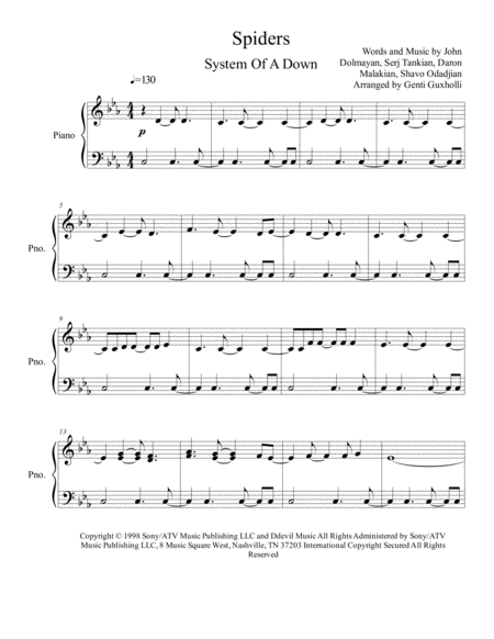 Free Sheet Music Spiders Piano Solo