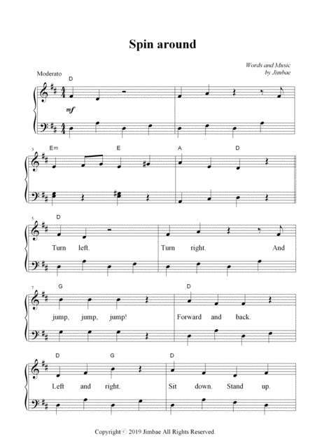 Spin Around Nursery Rhymes For Easy Piano Sheet Music