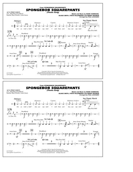 Spongebob Squarepants Theme Song Arr Paul Lavender Aux Percussion Sheet Music