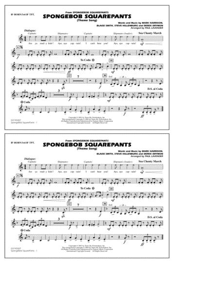 Spongebob Squarepants Theme Song Arr Paul Lavender Bb Horn 3rd Bb Tpt Sheet Music