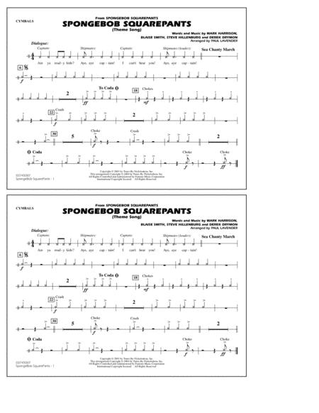 Spongebob Squarepants Theme Song Arr Paul Lavender Cymbals Sheet Music