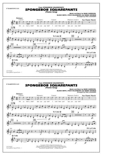 Spongebob Squarepants Theme Song Arr Paul Lavender Eb Baritone Sax Sheet Music
