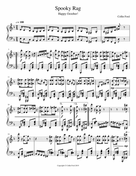 Free Sheet Music Spooky Rag