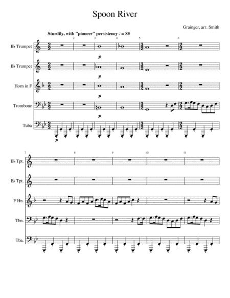 Free Sheet Music Spoon River For Brass Quintet