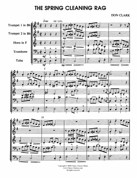 Spring Cleaning Rag For Brass Quintet Sheet Music