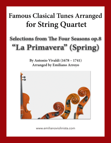 Spring Excerpts From The Four Seasons Op 8 By Antonio Vivaldi For String Quartet Wedding Ready Sheet Music