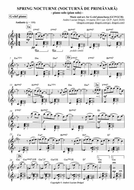 Spring Nocturne Nocturn De Prim Var Arr For G Clef Piano Harp Gcp Gch Including Lead Sheet Sheet Music