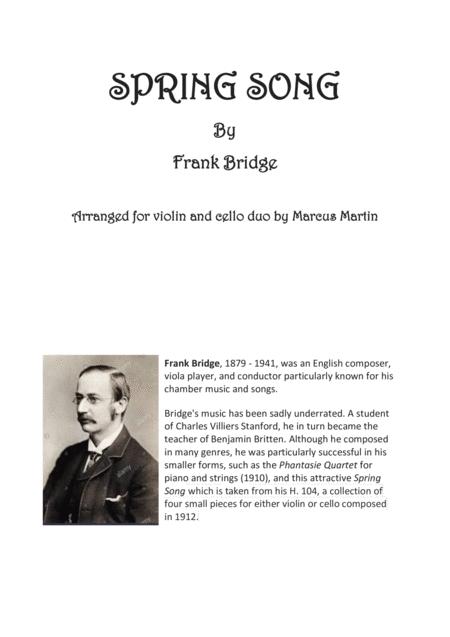 Free Sheet Music Spring Song By Frank Bridge Arranged For Violin Cello