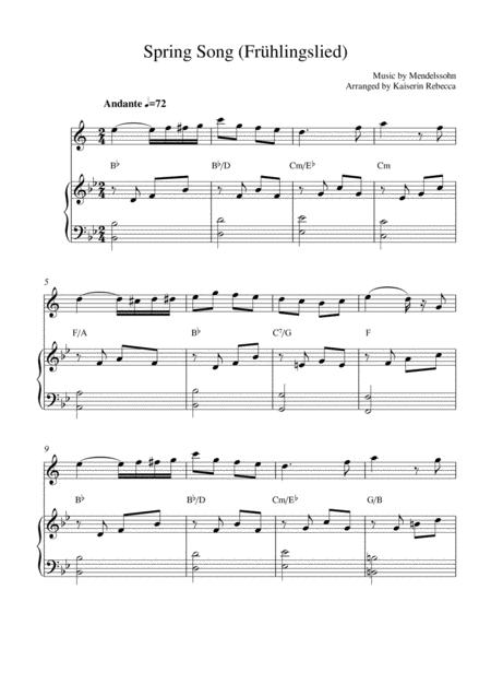 Spring Song Frhlingslied Op 62 No 6 Soprano Saxophone Solo And Piano Accompaniment Sheet Music