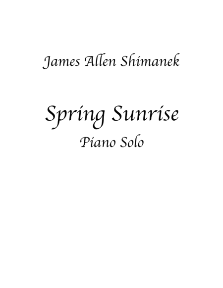 Spring Sunrise Sheet Music