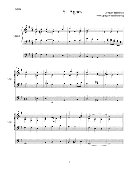 Free Sheet Music St Agnes Shepherd Of Souls Refresh And Bless