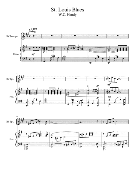 St Louis Blues Trumpet Solo Sheet Music