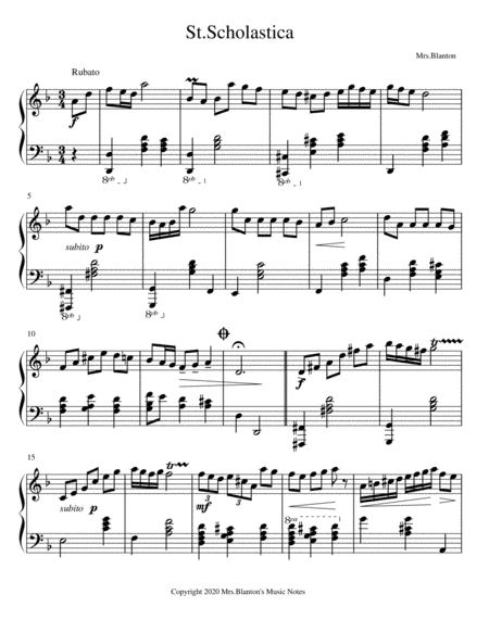 Free Sheet Music St Scholastica Advanced Piano Solo