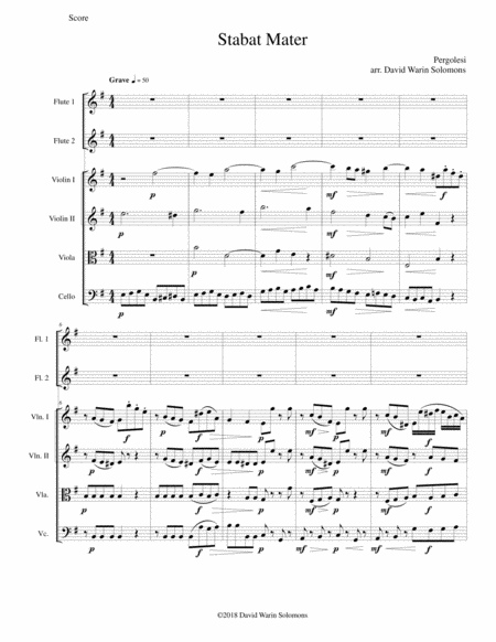 Free Sheet Music Stabat Mater For 2 Flutes And String Quartet