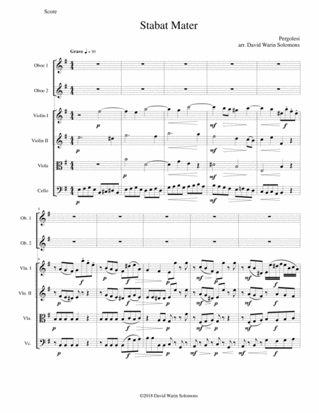 Free Sheet Music Stabat Mater For 2 Oboes And String Quartet