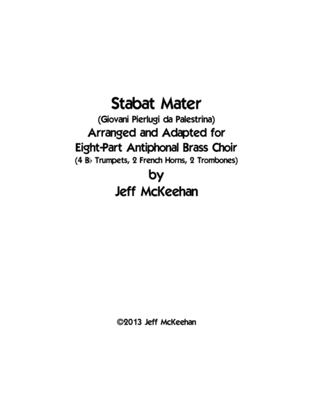 Free Sheet Music Stabat Mater For Brass Choir Palestrina