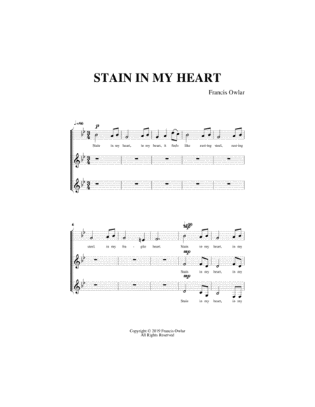 Free Sheet Music Stain In My Heart