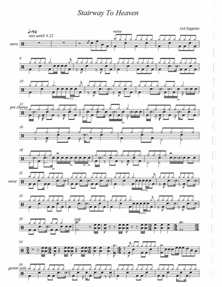 Free Sheet Music Stairway To Heaven Drum Chart