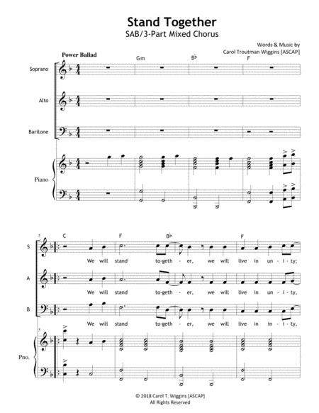 Stand Together Sab Sheet Music