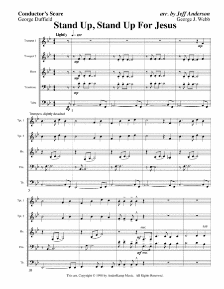 Stand Up Stand Up For Jesus For Brass Quintet Sheet Music