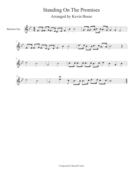 Standing On The Promises Bari Sax Sheet Music