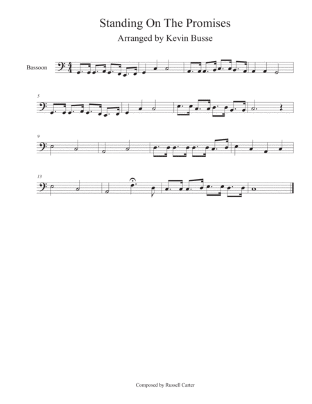 Standing On The Promises Easy Key Of C Bassoon Sheet Music