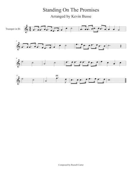 Free Sheet Music Standing On The Promises Easy Key Of C Trumpet