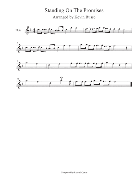 Free Sheet Music Standing On The Promises Flute