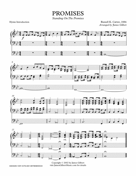 Free Sheet Music Standing On The Promises Ora