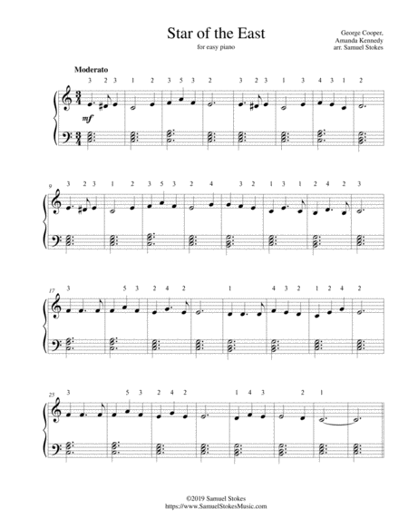 Star Of The East For Easy Piano Sheet Music