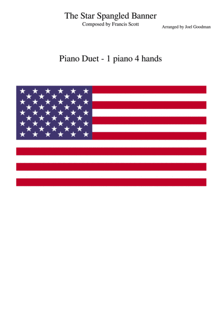 Star Spangled Banner 4 Hands 1 Piano Sheet Music