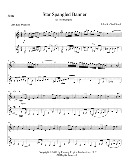 Free Sheet Music Star Spangled Banner Duet