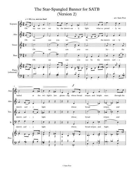 Free Sheet Music Star Spangled Banner For Satb Version 2 Op 32 4
