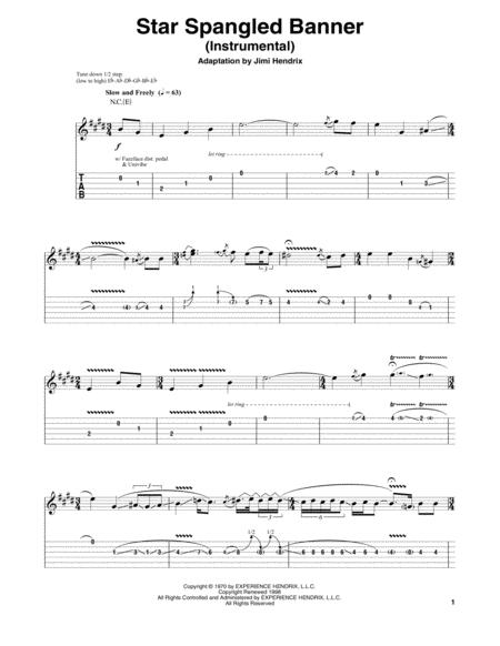 Star Spangled Banner Instrumental Sheet Music